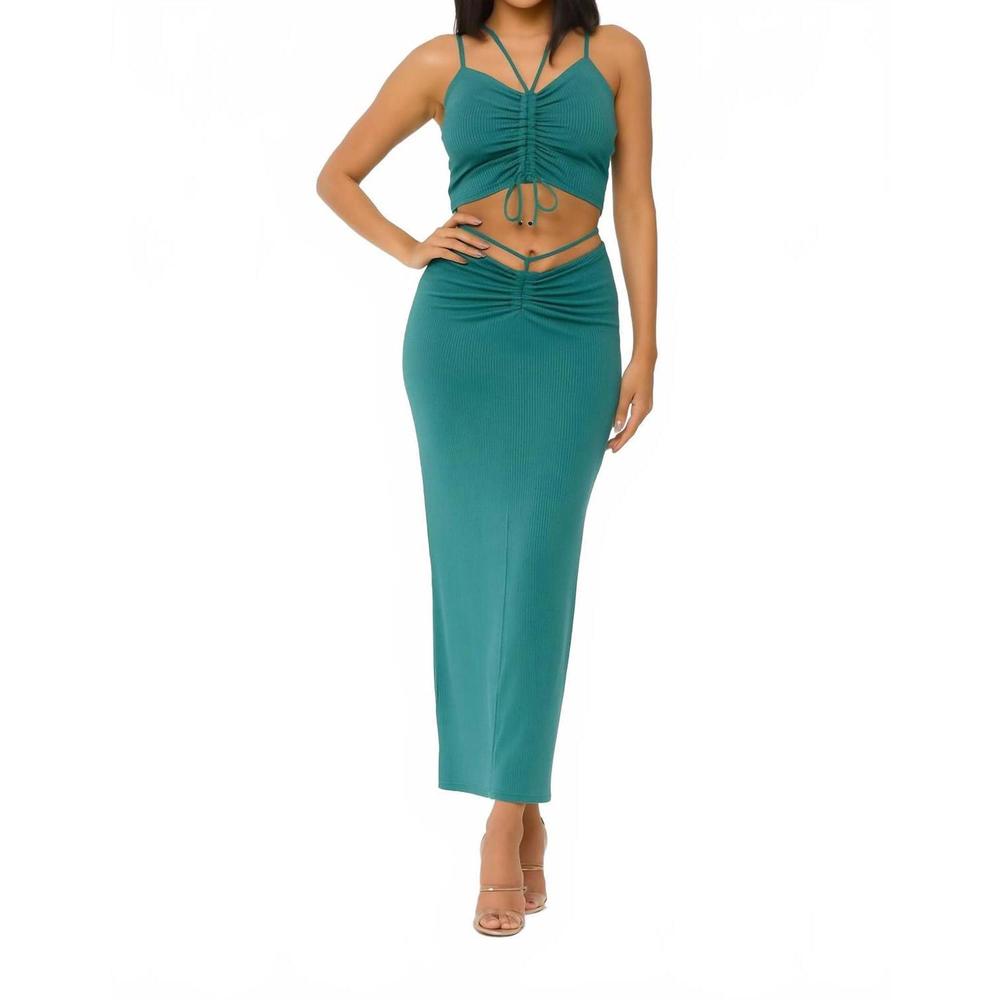 NEW NO VACANCY sunset two piece maxi set in teal